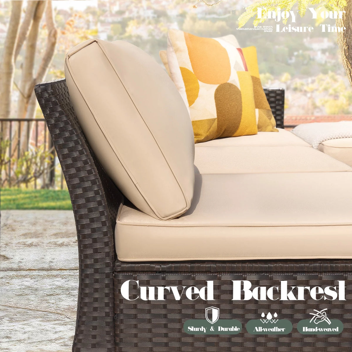 5 Pieces Wicker Rattan Outdoor Sofa Set with Ottoman Q455310