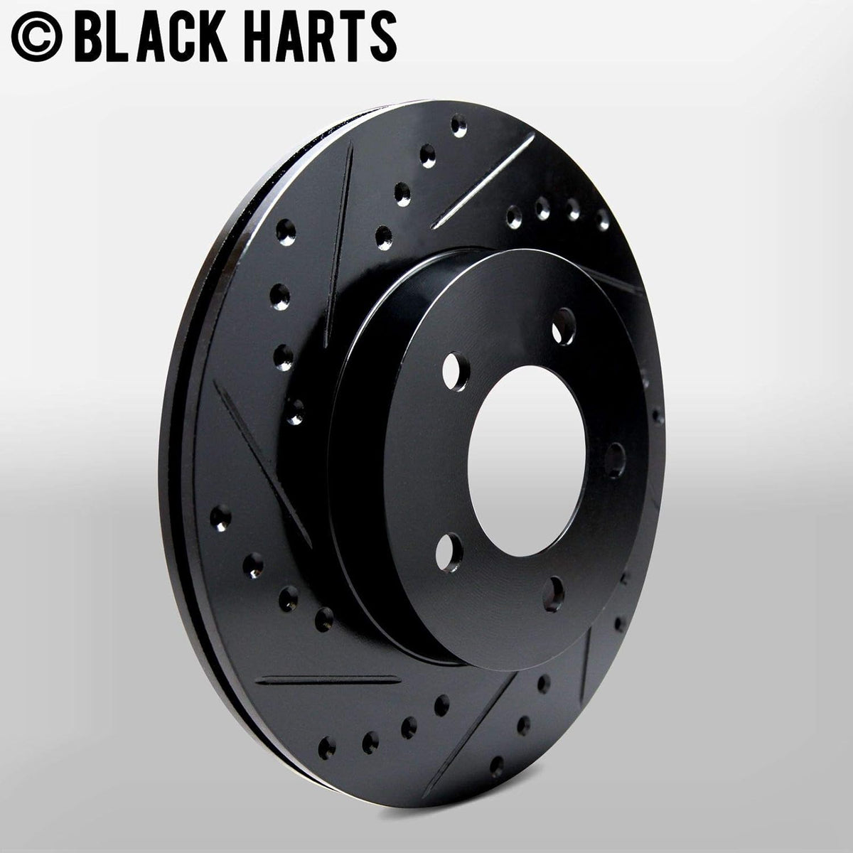 Front Brake Rotors Black Drilled Slotted Heavy Duty Pads F2431
