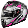 Pink Modular Snow Helmet with Electric Shield F155