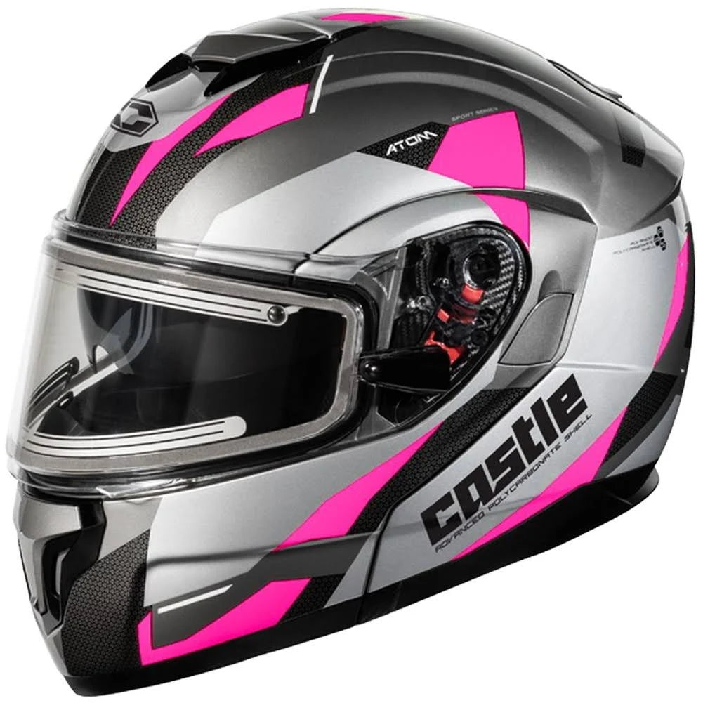 Pink Modular Snow Helmet with Electric Shield F155