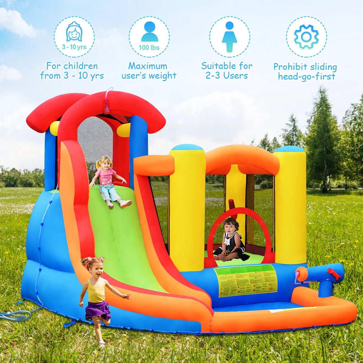 Inflatable Bounce House Water Slide with Splash Pool W381