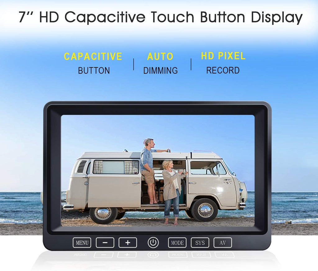Wireless Backup Camera with 7 Inch DVR Quad Split Monitor, HD 1080P 3 Cameras Back Up System with Recording X7992