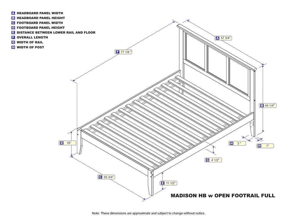 Grey Full Solid Wood Platform Bed with Panel Headboard P21072