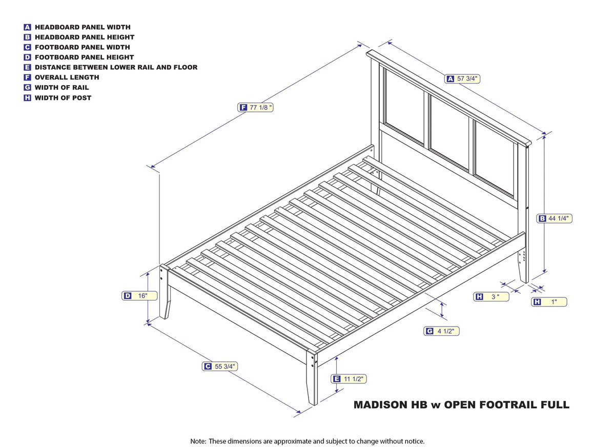 Grey Full Solid Wood Platform Bed with Panel Headboard P21072