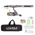 Telescopic Fishing Rod and Reel Combo Full Kit with 100M Fishing Line Lures Hooks Jig Head and Carrier Bag Case U234