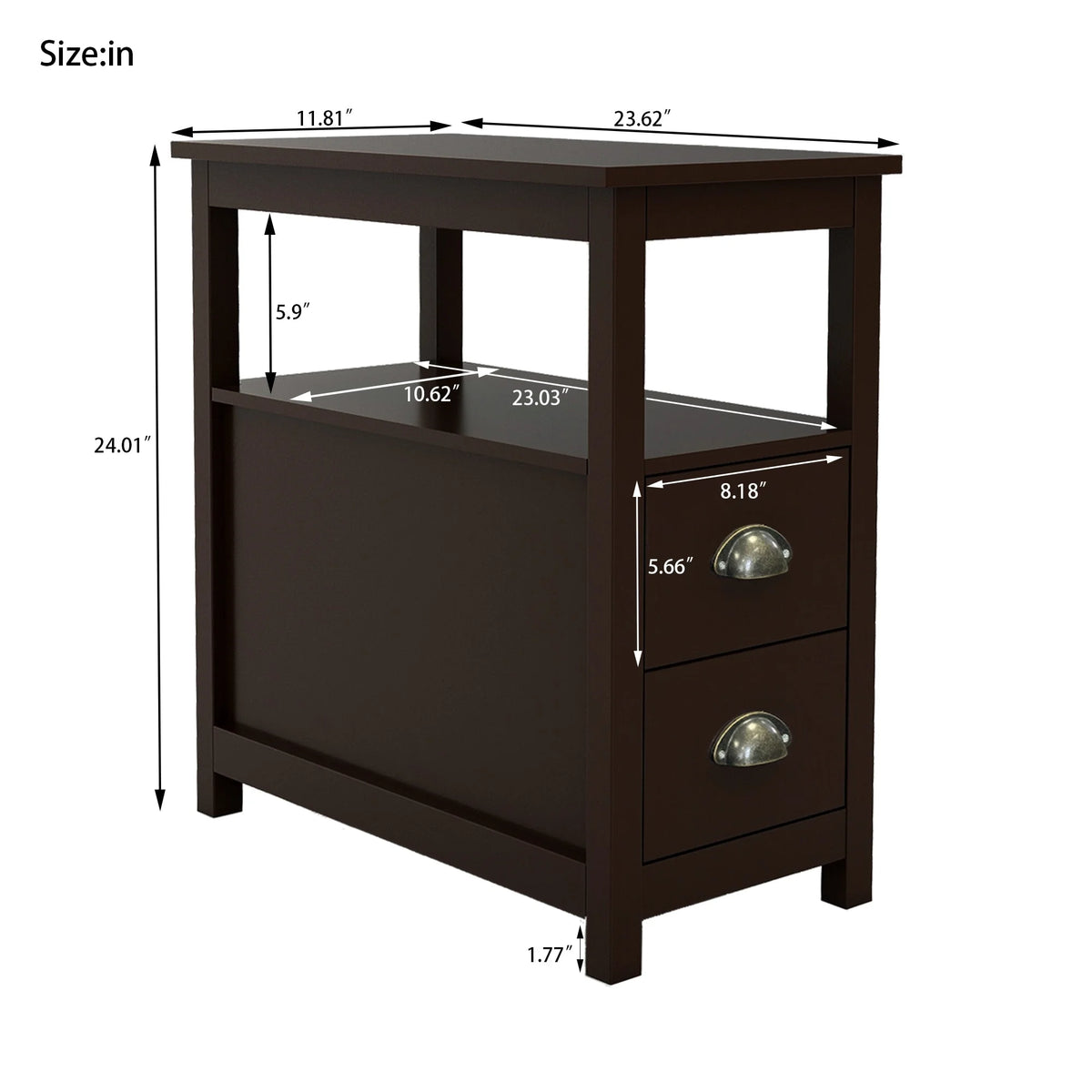 Narrow End Table with 2 Drawers and 1 Open Shelf J532208