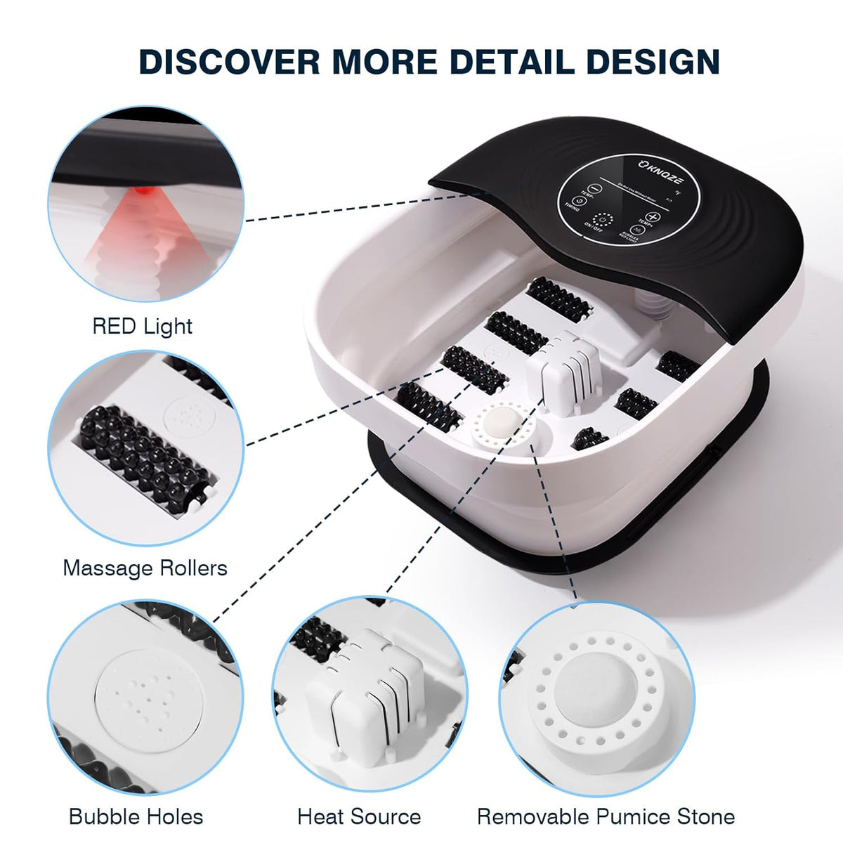 Collapsible Foot Bath with Heat, Bubbles, Massage Rollers, Temperature Control V864
