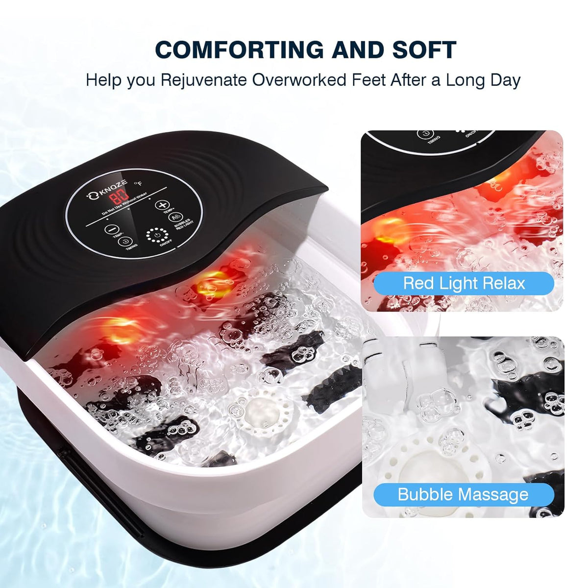 Collapsible Foot Bath with Heat, Bubbles, Massage Rollers, Temperature Control V864