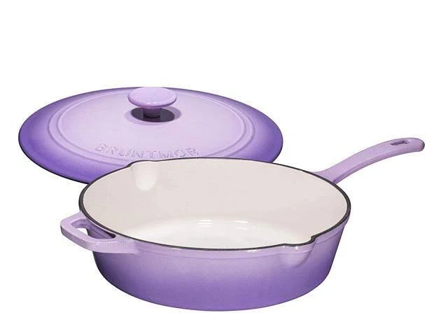12 inch Enameled Cast Iron Skillet Deep Sauté Pan with Lid D2022