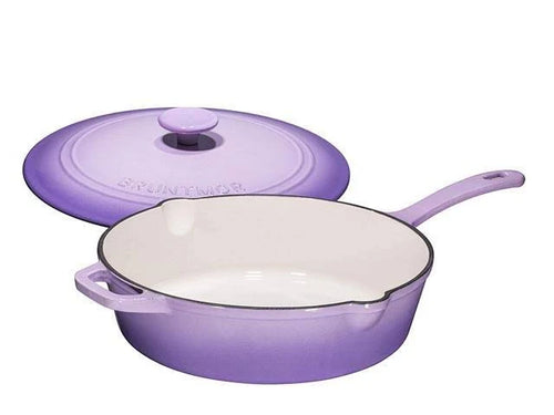 12 inch Enameled Cast Iron Skillet Deep Sauté Pan with Lid D2022