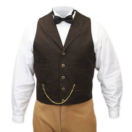 Walnut Brown Cotton Notch Collar Work Vest (Size L) C3942