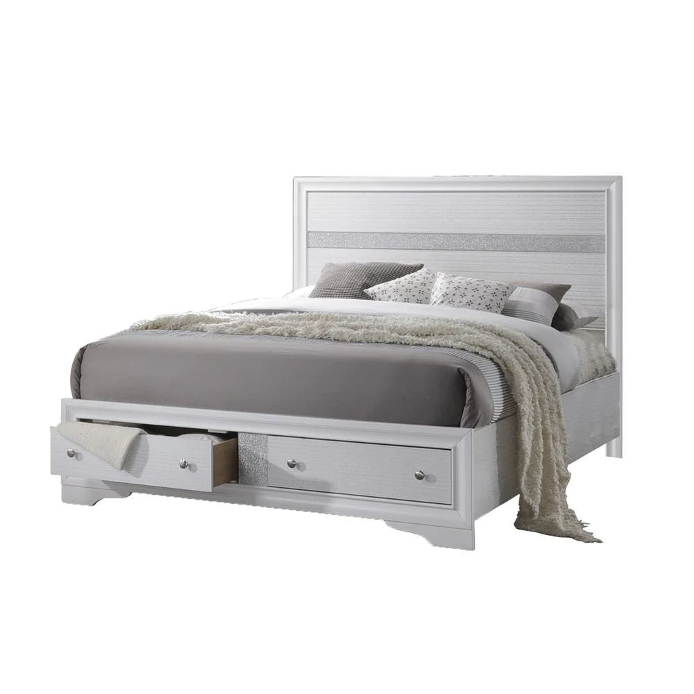 White 3 Piece Eastern King Platform Bed Bedroom Set R446289