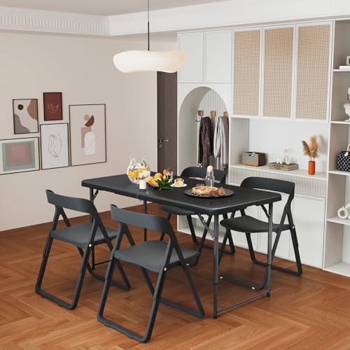 5 Foot White Folding Plastic Table with Carrying Handle L24323
