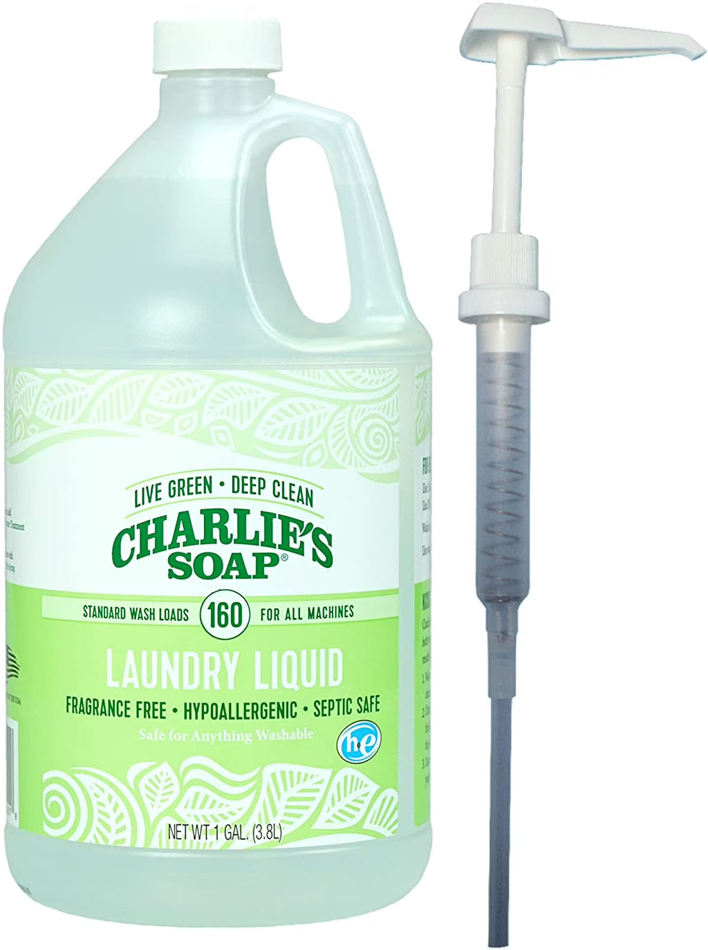 Natural Hypoallergenic Laundry Detergent with Pump (160 Loads, 1 Pack) B6059