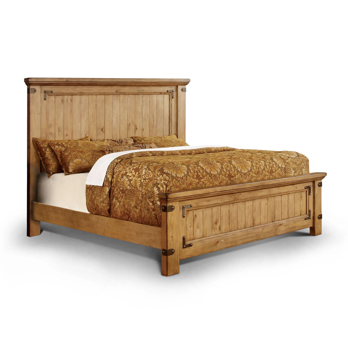 California King Bed and Nightstand Weathered Elm Bedroom Set J195832