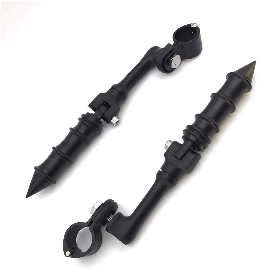 Black Angled Peg Mounting Kit with Foot Peg for 1-1/4 inch Front Engine Guard Frame Tube X24602