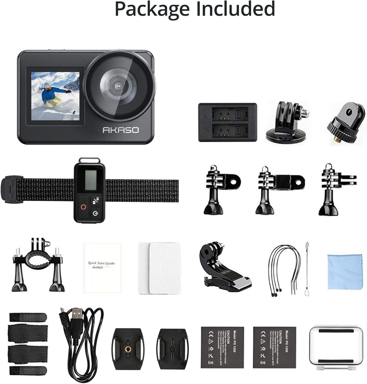 4K30FPS 20MP WiFi Action Camera with Touch Screen IPX8 Waterproof Camera EIS 2.0 External Mic with 2X 1350mAh Batteries J39673