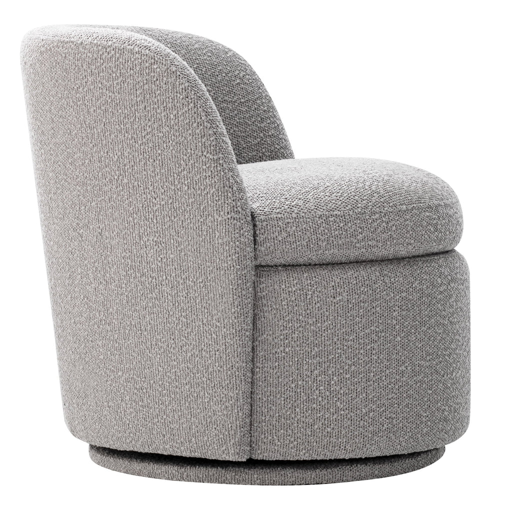 White Boucle Fabric Barrel Accent Chair G276122