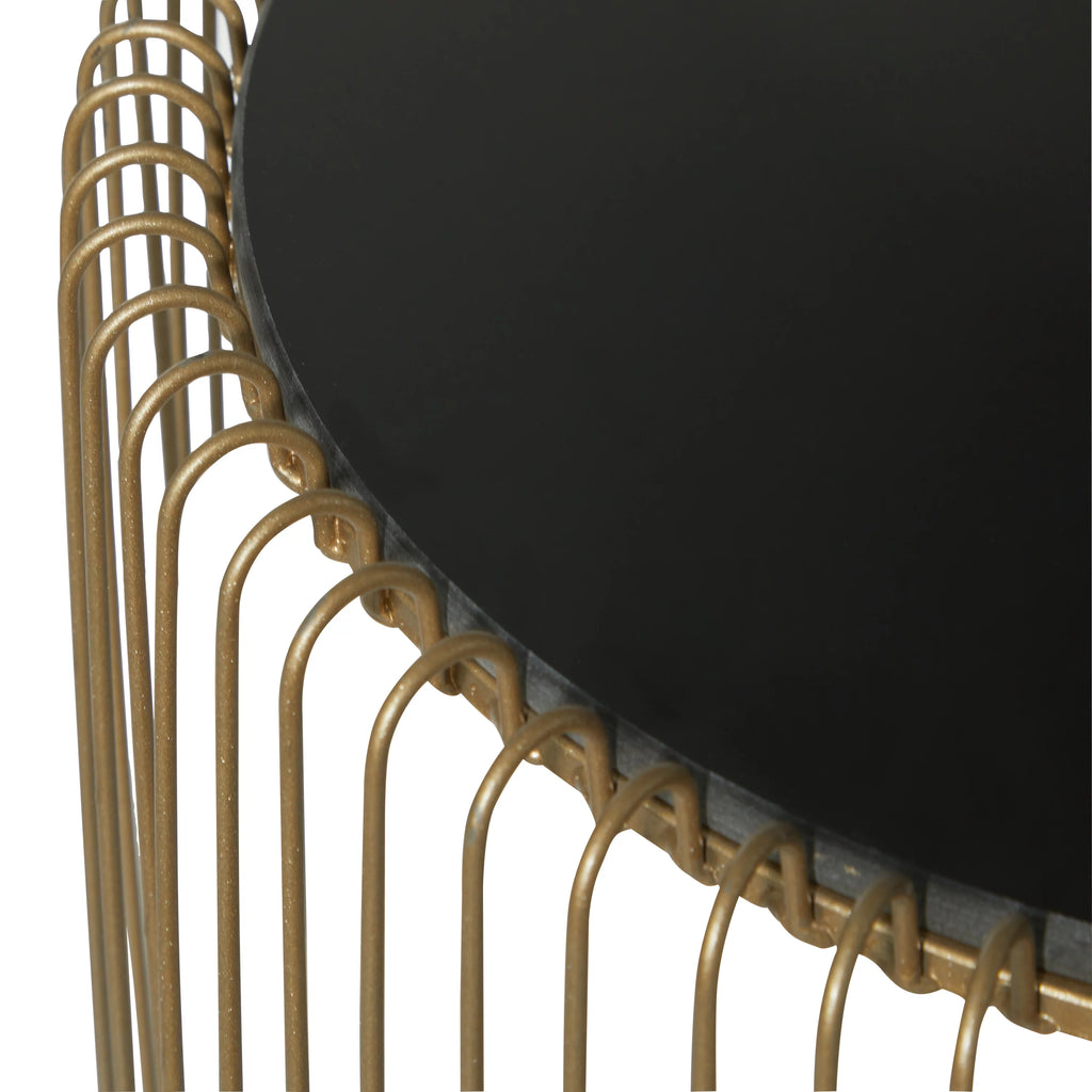 18" x 18" Gold Metal Accent Table with Glass Top, 2-Pieces F937175