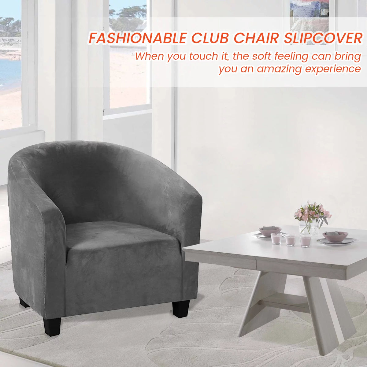 Stretch Velvet Club Chair Slipcover E391