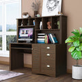 Computer Desk with Hutch Walnut Finish J22695