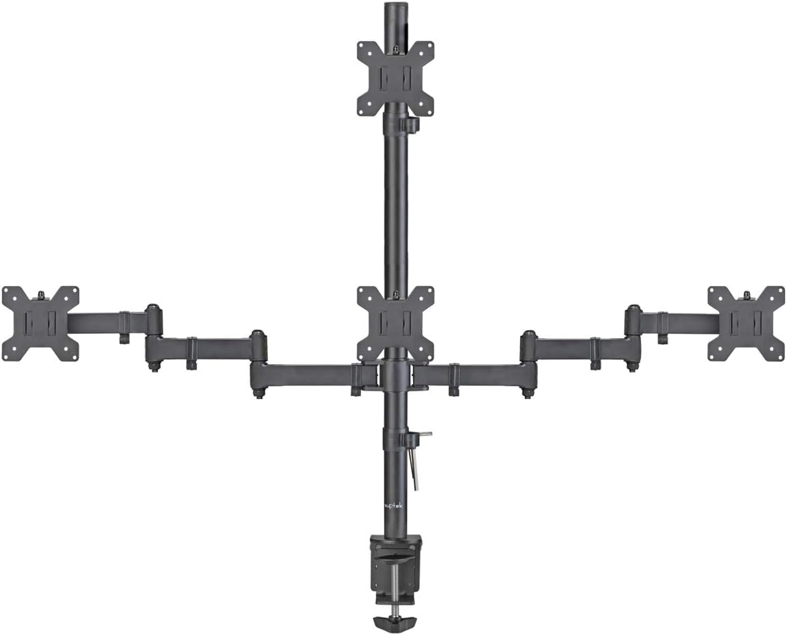 Quad LED LCD Monitor Stand up Desk Mount Extra Tall 31.5 inch Pole Heavy Duty Fully Adjustable Stand for 4 Screens up to 27 inch Pack of 2 L667689