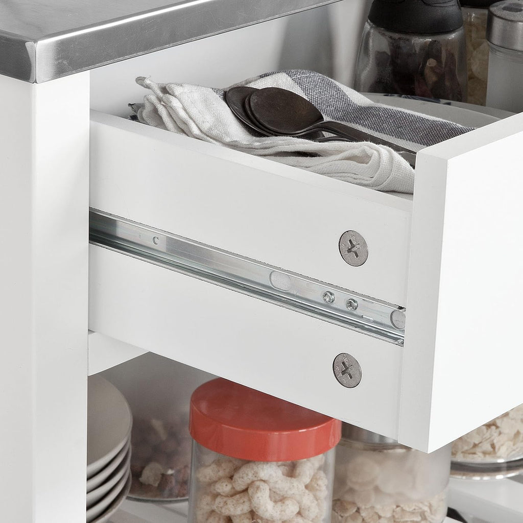 Kitchen Storage Trolley with Rubber Wood & Marble Top X852071