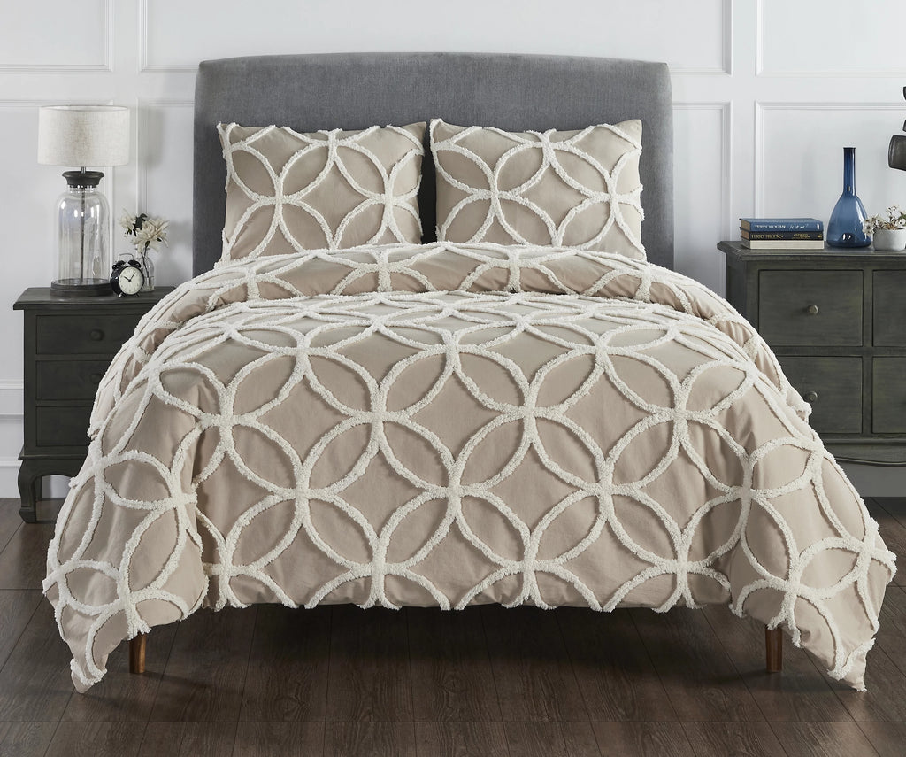 100% Cotton Tufted Chenille Comforter Set Q60833