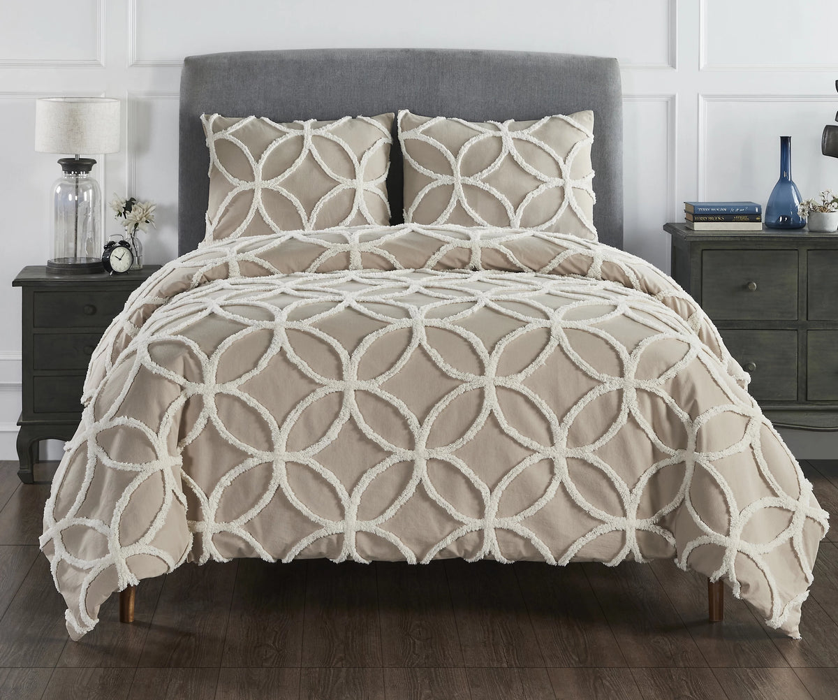 100% Cotton Tufted Chenille Comforter Set Q60833