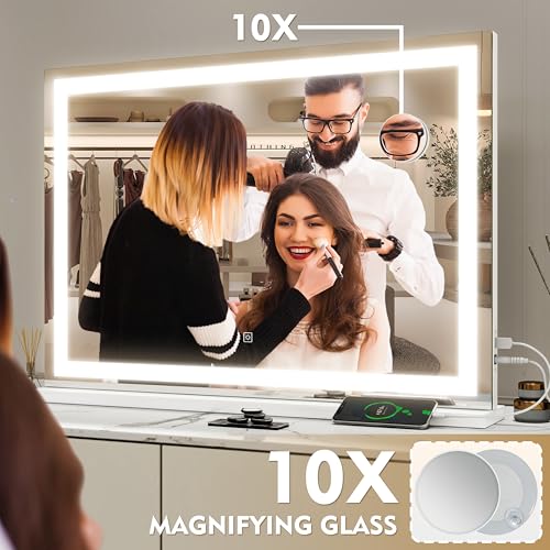 White Lighted Vanity Mirror with Lights 22" x 19" Y51193