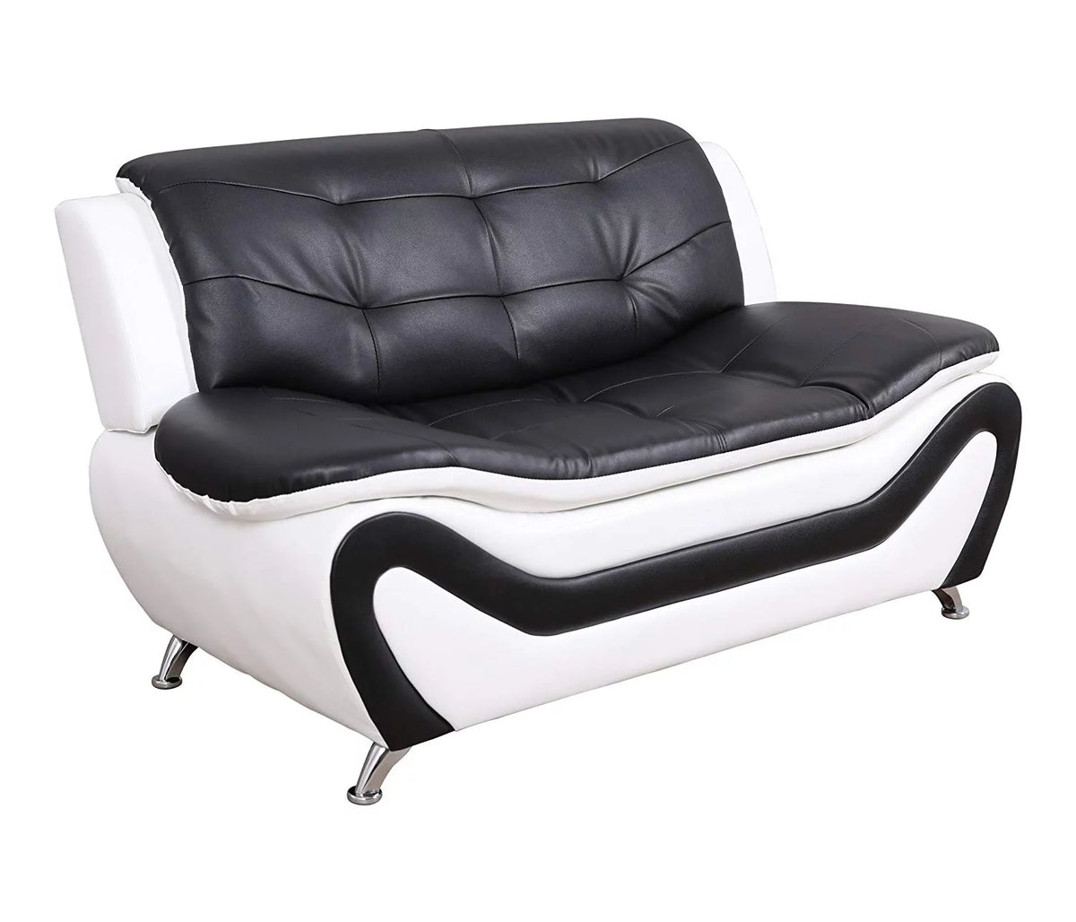 2 Piece Modern Sofa Set, Black & White P558
