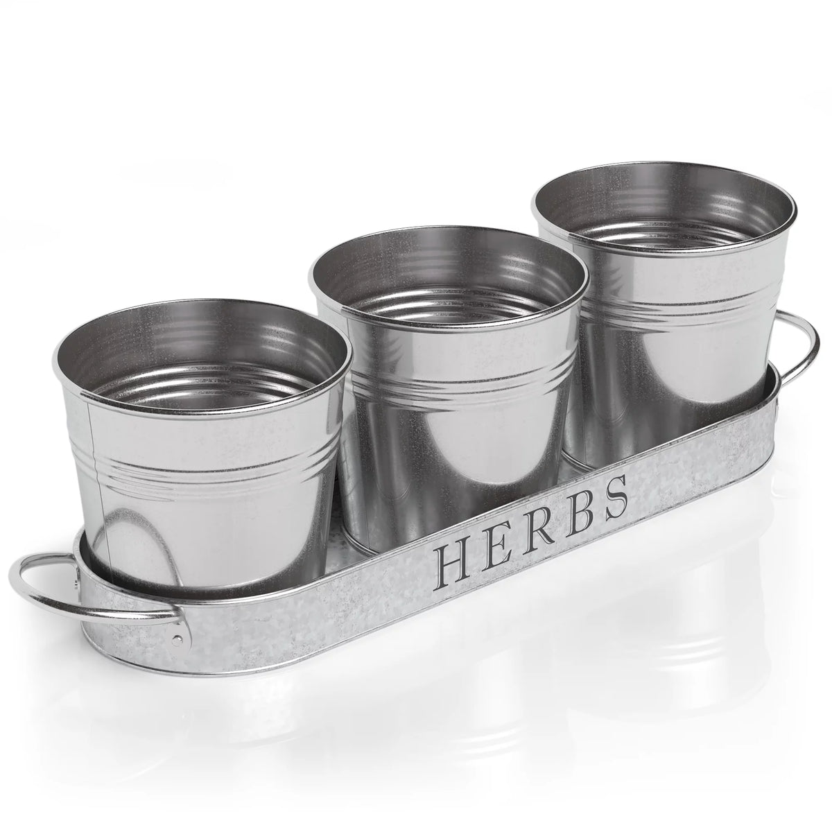 Galvanized Herb Garden Planter Set with Tray Set of 3 K951