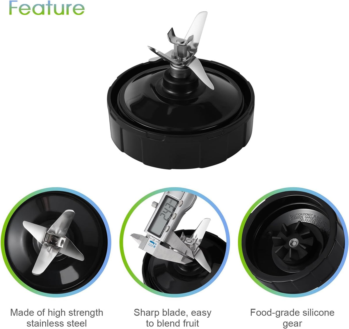 24oz Blender Cups with To-Go Lids and 7 Fins Extractor Blade E1759