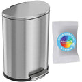 Semi-Round 13.2 Gallon Step Trash Can with Odor Control System, Stainless Steel C314