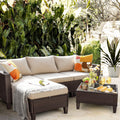 5 Pieces Wicker Rattan Outdoor Sofa Set with Ottoman Q455310