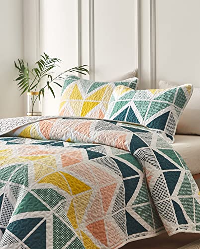 3 Piece Reversible Quilt Set King Size 102x90 Soft Microfiber Lightweight Coverlet Bedspread Summer Comforter Set Bed Cover Blanket Colorful Dots T296