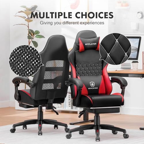Black High Back Leather Ergonomic Gaming Chair with Footrest W408451
