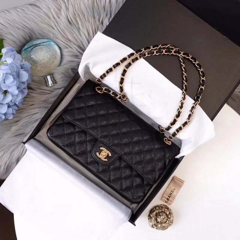 Black Caviar Calfskin Flap Bag X446