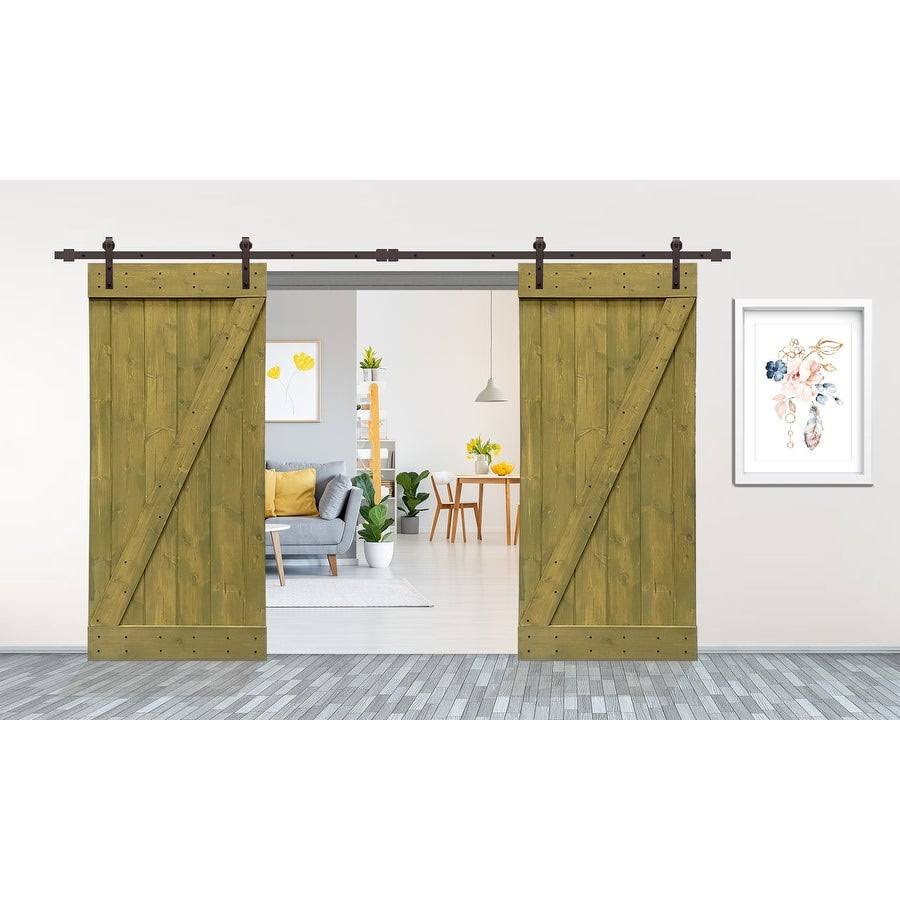 Stained Double Barn Door with Hardware Kit D17464