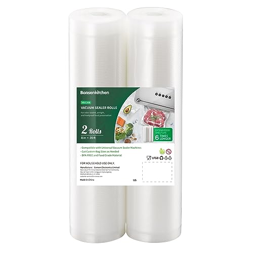 Vacuum Sealer Rolls Bags 6 Pack 11" x 20' 8" x 20' BPA Free L8172