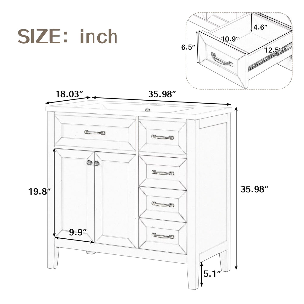 36" Grey Bathroom Vanity with Sink and Storage Cabinet I99992