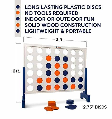 4 in A Row Wooden Game Set with Carrying Bag C744102