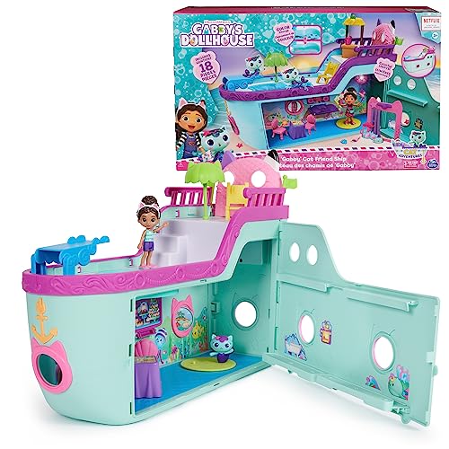 Travel Themed Figure Set with Gabby Doll, 5 Cat Toy Figures, Surprise Toys & Dollhouse Accessories D8930