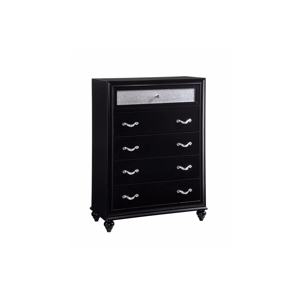 Black 5 Drawer Wooden Chest F111