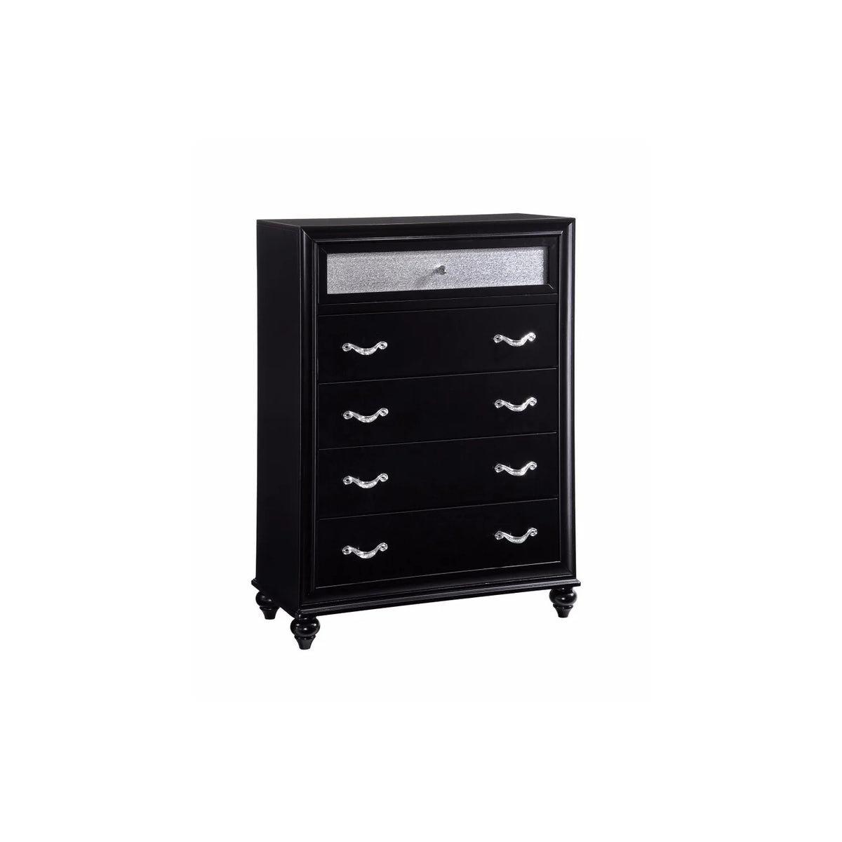 Black 5 Drawer Wooden Chest F111