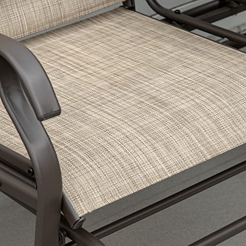 Beige Outdoor Glider Bench with Center Table H8041
