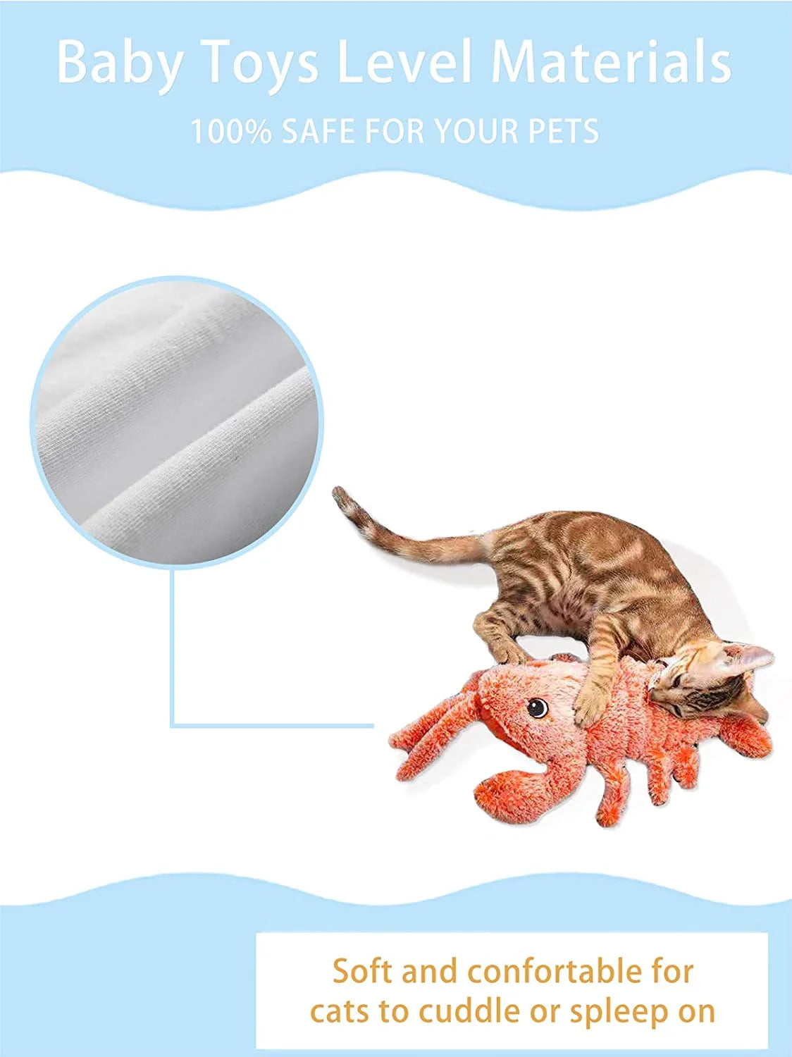 Flopping Lobster Cat Toy with Catnip Bag, Plush Interactive Cat Toys C196