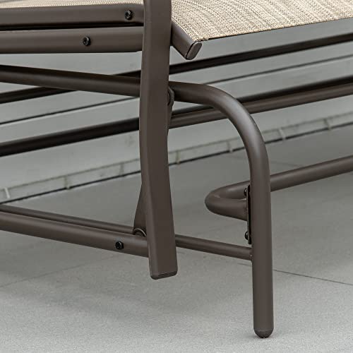 Beige Outdoor Glider Bench with Center Table H8041