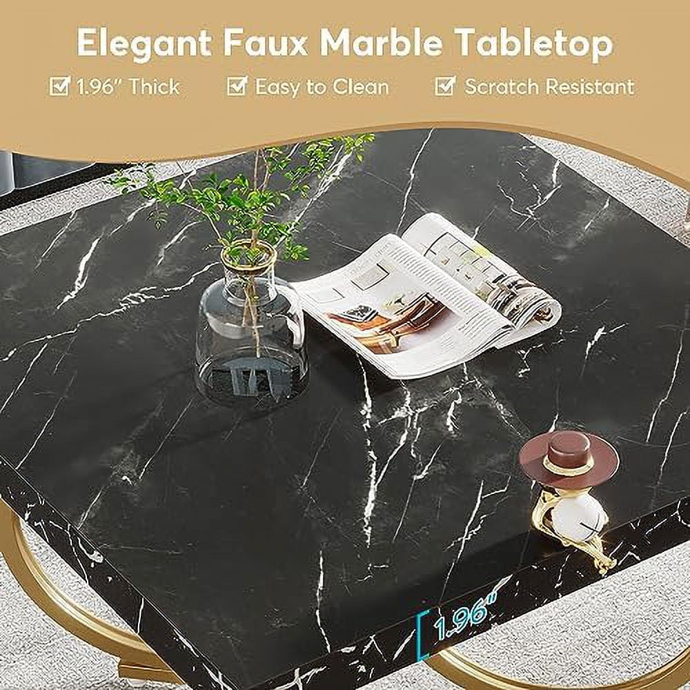 Black Square Coffee Table with Gold Geometric Frame E9706
