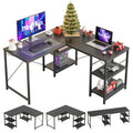 86.6 inch L-Shaped Reversible Computer Desk with Shelves I1110